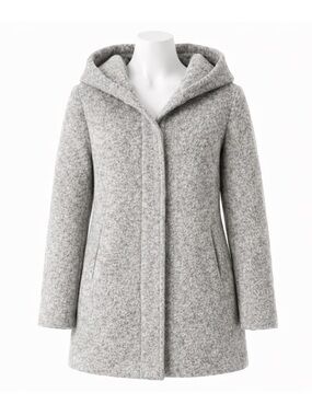 Size M Only Women’s Boiled Wool Hooded Coat Grey Minimalist Winter Jacket Warm